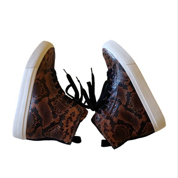 Rag & Bone High Top Snake Printed Leather Sneakers - Sz 38.5 (8.5) - Picture 2 of 16